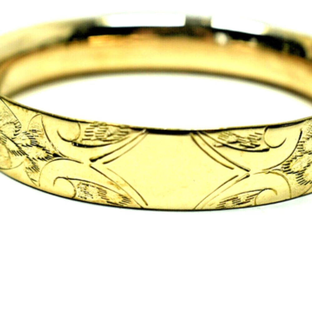 14K Gold Engraved Bangle Bracelet Ornate Florentine - Can be Monogrammed 24g